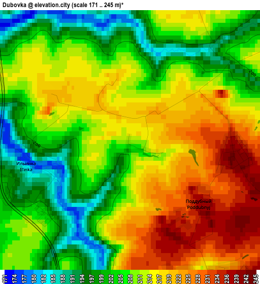 Dubovka elevation map