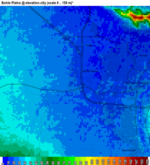 Bohle Plains elevation map