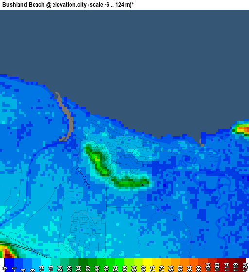 Bushland Beach elevation map