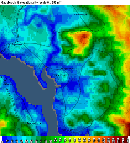 Gagebrook elevation map