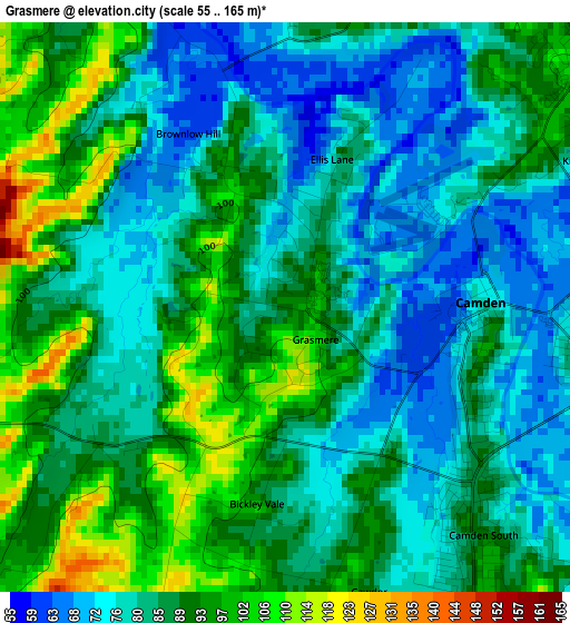 Grasmere elevation map