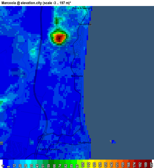 Marcoola elevation map