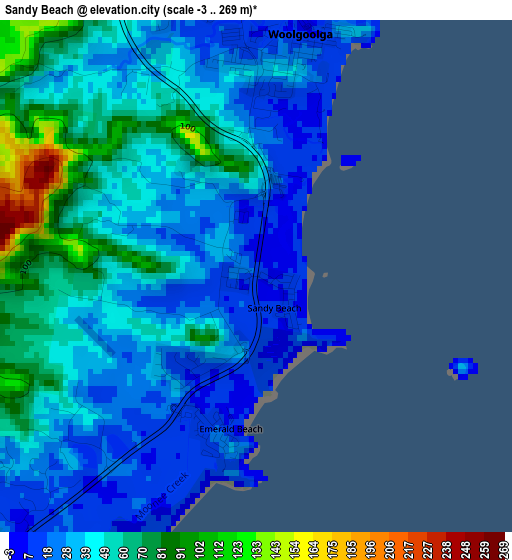 Sandy Beach elevation map