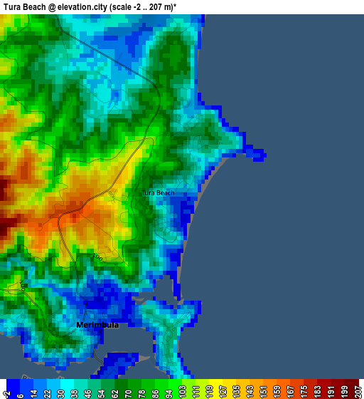 Tura Beach elevation map