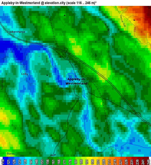 Appleby-in-Westmorland elevation map