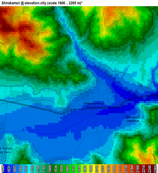 Shirakamut elevation map