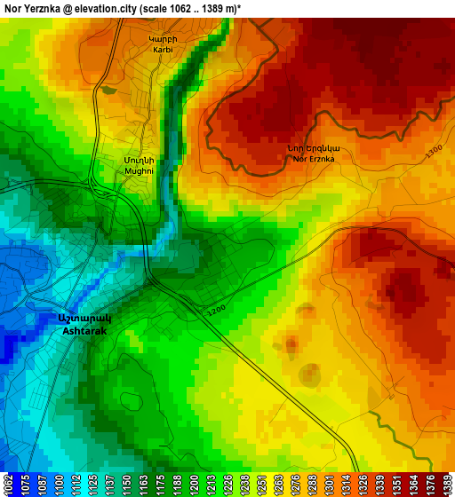 Nor Yerznka elevation map