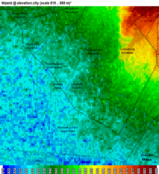 Nizami elevation map