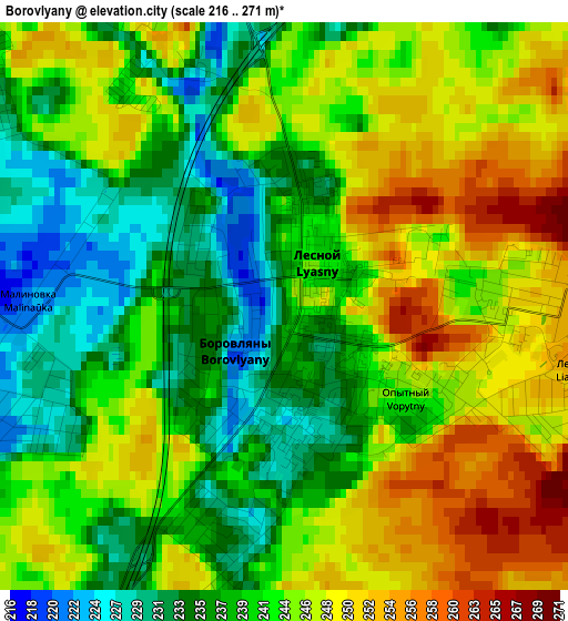 Borovlyany elevation map