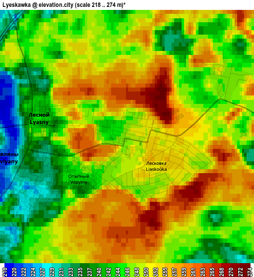 Lyeskawka elevation map