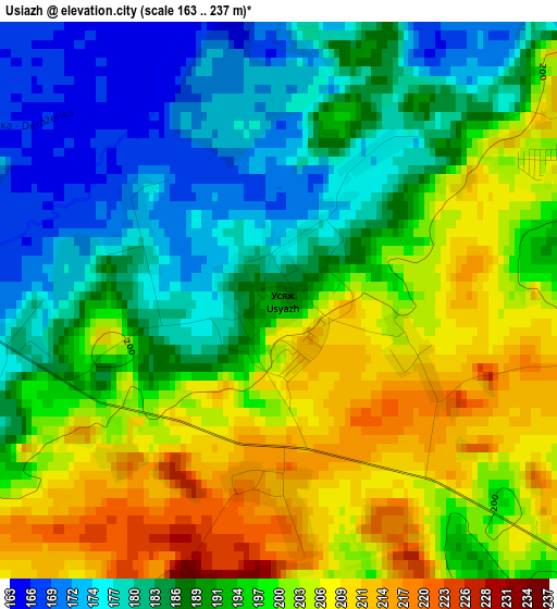 Usiazh elevation map