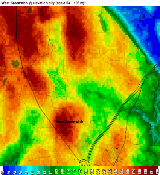 West Greenwich elevation map