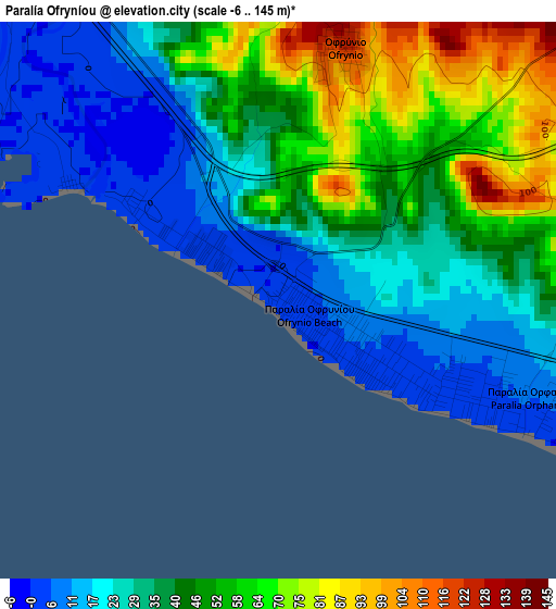 Paralía Ofryníou elevation map