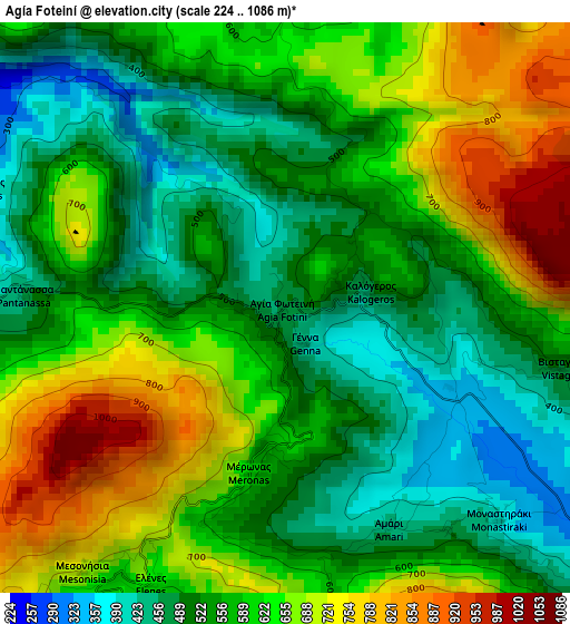 Agía Foteiní elevation map