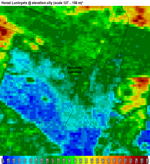 Horad Luninyets elevation map