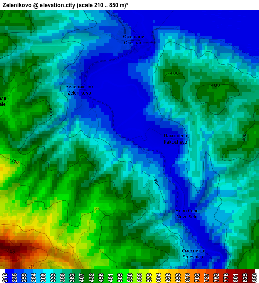 Zelenikovo elevation map