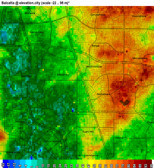 Balcatta elevation map