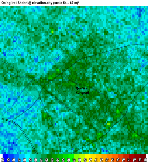 Qo‘ng‘irot Shahri elevation map