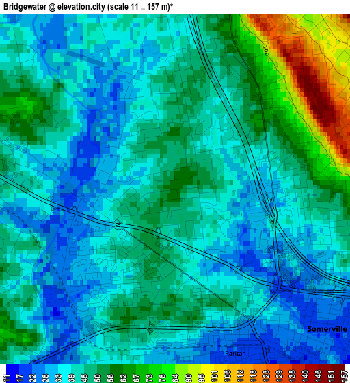 Bridgewater elevation map