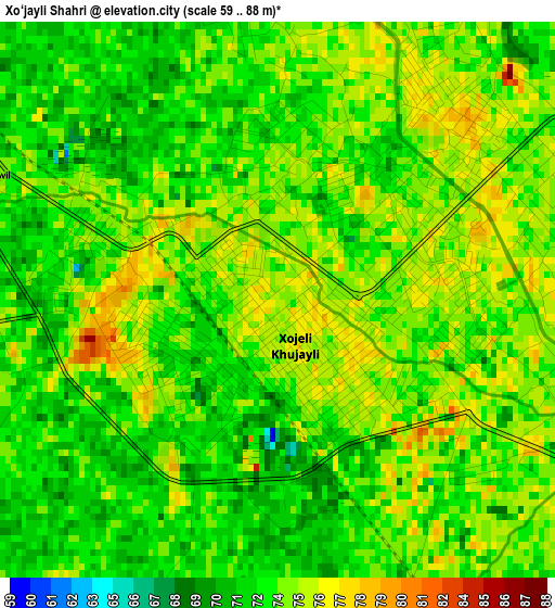 Xo‘jayli Shahri elevation map