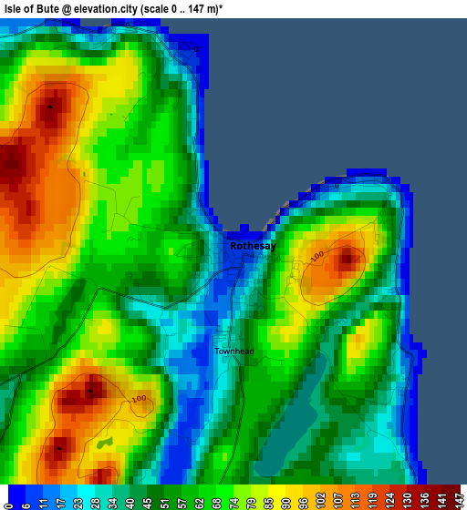 Isle of Bute elevation map