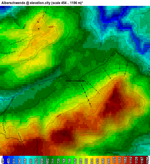 Alberschwende elevation map