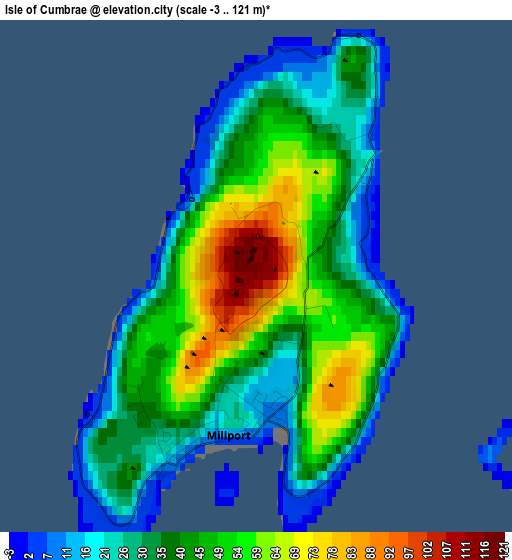 Isle of Cumbrae elevation map