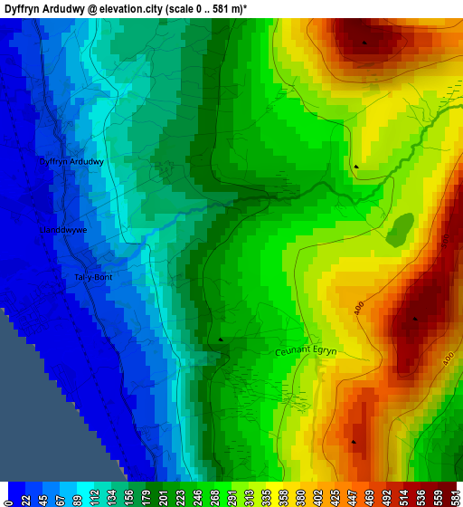 Dyffryn Ardudwy elevation map