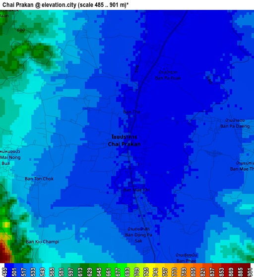 Chai Prakan elevation map