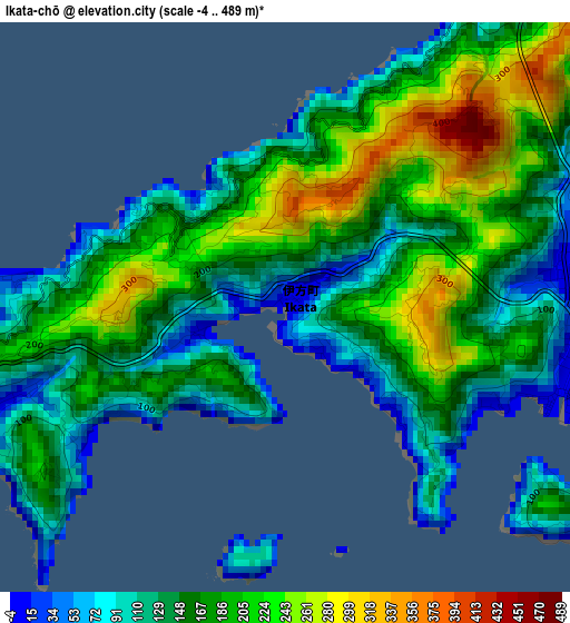 Ikata-chō elevation map