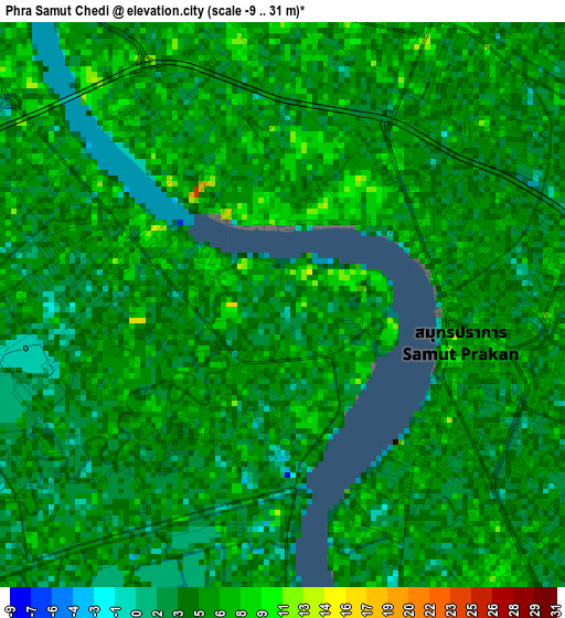 Phra Samut Chedi elevation map