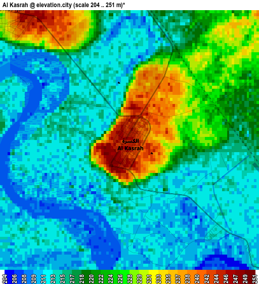 Al Kasrah elevation map