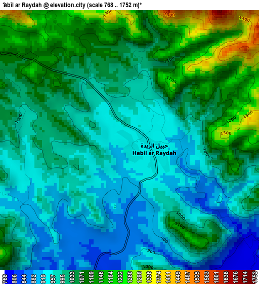 Ḩabīl ar Raydah elevation map