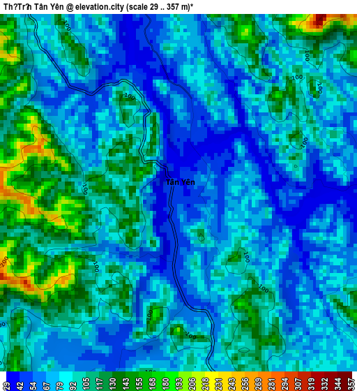 Thị Trấn Tân Yên elevation map