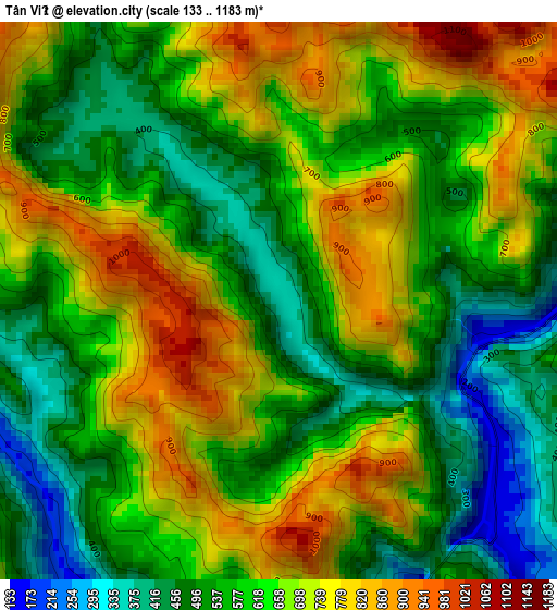 Tân Việt elevation map