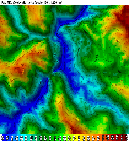 Pác Miầu elevation map