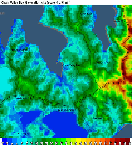 Chain Valley Bay elevation map