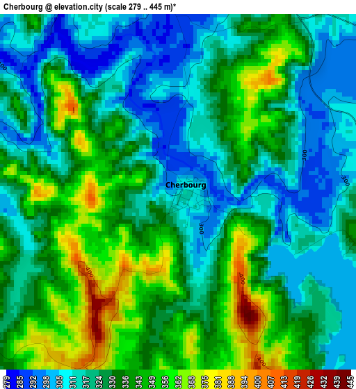 Cherbourg elevation map