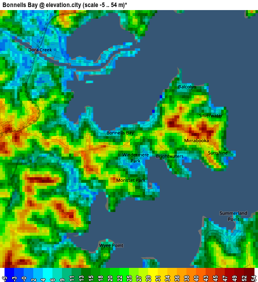 Bonnells Bay elevation map