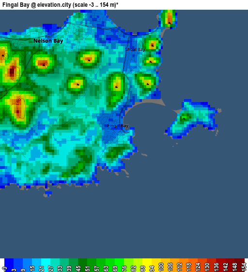 Fingal Bay elevation map