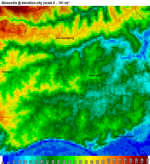 Glossodia elevation map