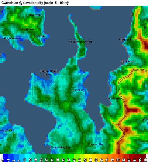 Gwandalan elevation map