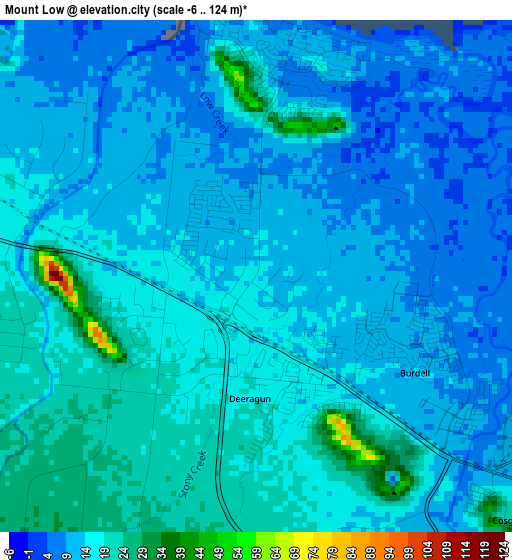 Mount Low elevation map