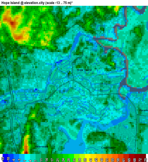 Hope Island elevation map