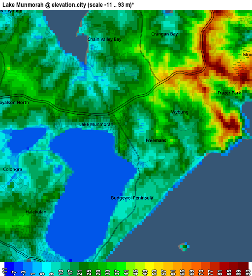 Lake Munmorah elevation map