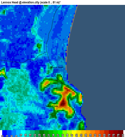 Lennox Head elevation map