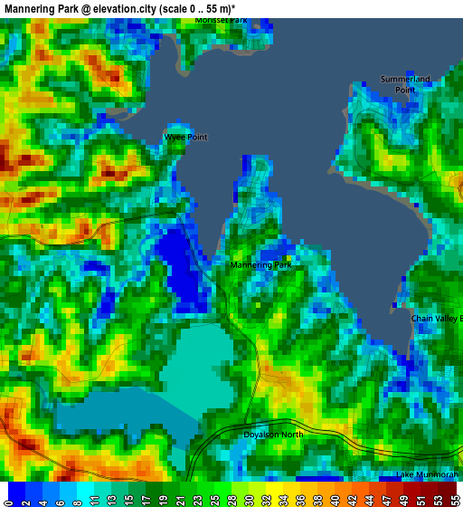 Mannering Park elevation map