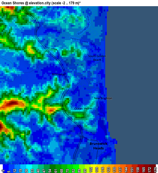 Ocean Shores elevation map