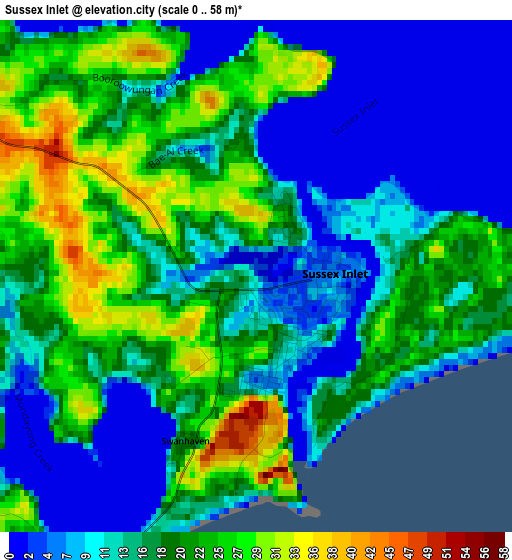 Sussex Inlet elevation map