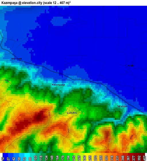 Kazımpaşa elevation map